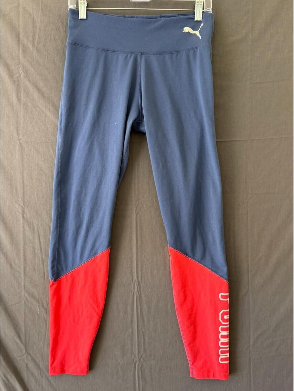 Puma Leggings Womens Medium M Blue Red Colorblock Dry Cell Graphic